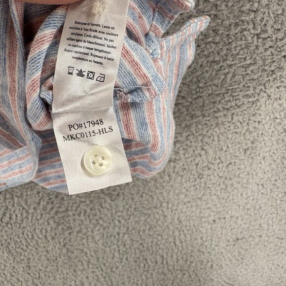 Faherty Movement Polo Shirt Mens Large L Short Sleeve Blue Red Striped Stretch - Picture 7 of 8